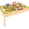 BigJigs BJT049 Treintafel Brandweer Spoortafel Houten Trein -Overdekte Speelgoed Winkel bigjigs bt049 brandwweer trein set en tafel 1