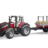 Bruder 02046 Tractor MF Tractor 7480 Met Voorlader En Houttransporter -Overdekte Speelgoed Winkel bruder 02046 massey ferguson 7480 met voorlader en trailer