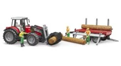 Bruder 02046 Tractor MF Tractor 7480 Met Voorlader En Houttransporter -Overdekte Speelgoed Winkel bruder 02046 massey ferguson 7480 met voorlader en trailer 2