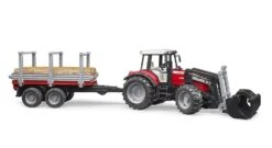 Bruder 02046 Tractor MF Tractor 7480 Met Voorlader En Houttransporter -Overdekte Speelgoed Winkel bruder 02046 massey ferguson 7480 met voorlader en trailer 4