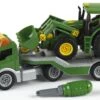Dieplader + Tractor John Deere Met Voorlader – Constructiespeelgoed – Theo Klein 3908 -Overdekte Speelgoed Winkel dieplader met tractor john deere theo klein 3908