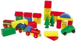 Blokkenset HEROS Combi-speelbox 32-delig -Overdekte Speelgoed Winkel houten blokken combi in ton heros 27181 1 1