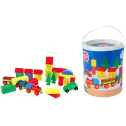 Blokkenset HEROS Combi-speelbox 32-delig -Overdekte Speelgoed Winkel houten blokken combi in ton heros 27181 2