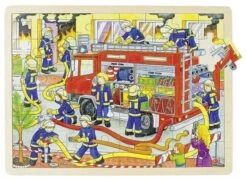 Houten Puzzel Brandweer -Overdekte Speelgoed Winkel houten puzzel brandweer goki 57527 1
