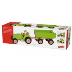 Houten Tractor Met Aanhanger Groen -Overdekte Speelgoed Winkel houten tractor met aanhanger pintoy 55941 2