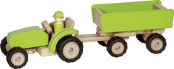 Houten Tractor Met Aanhanger Groen