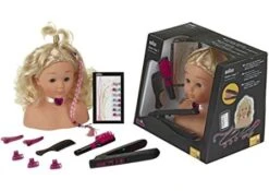 Kapkop Met Braun Satin Hair 7 Stijltang -Overdekte Speelgoed Winkel kapkop stijltang theo klein 5245