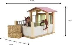 Kidsglobe Paardenbox Paardenstal 1 Box Rose/Wit -Overdekte Speelgoed Winkel kids globe 610206 paardenbox roze paardenstal enkel 8713219361238