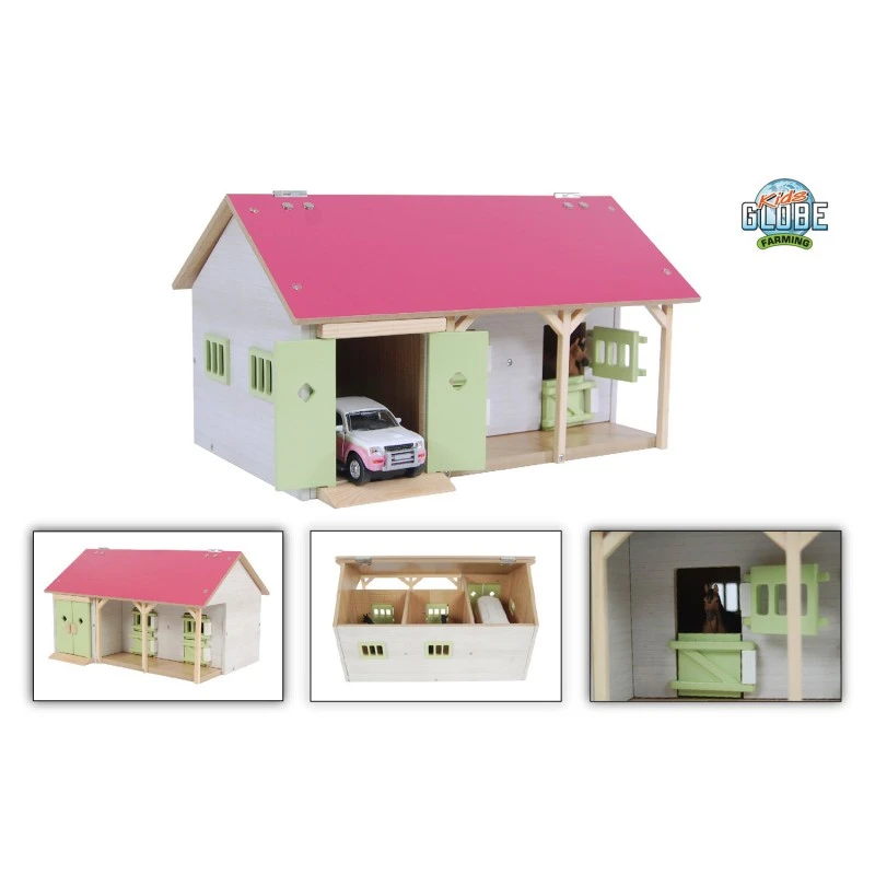 Kidsglobe Paardenstal Met 2 Boxen En Berging Rose/Wit 4 Kidsglobe Paardenstal Met 2 Boxen En Berging Rose/Wit - Afbeelding 2