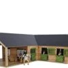 Kidsglobe Paardenstal Met 4 Boxen En Berging Bruin/groen -Overdekte Speelgoed Winkel kidsglobe hoek paardenstal 4 paardenboxen bruingroen met berging