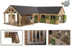 Kidsglobe Paardenstal Met 4 Boxen En Berging Bruin/groen -Overdekte Speelgoed Winkel kidsglobe hoek paardenstal 4 paardenboxen bruingroen met berging 6