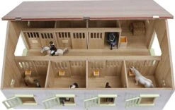 KidsGlobe Paardenstal Met 7 Boxen Pink-White -Overdekte Speelgoed Winkel kidsglobe paardenstal 7 paardenboxen wit roze 610189