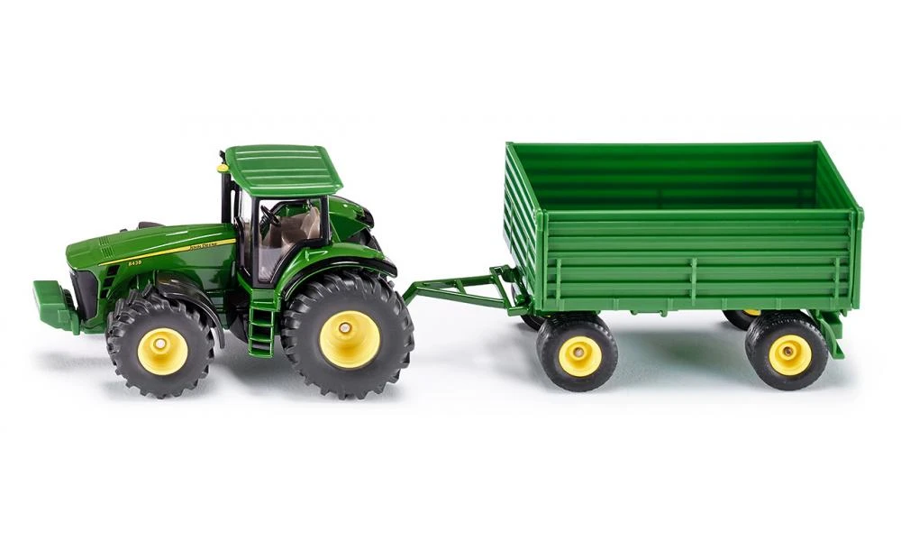 Siku 1953 Tractor John-Deere Met 2 Assige Aanhangwagen