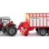Siku 1987 Massey-Ferguson+opraapwagen Pöttinger-Jumbo -Overdekte Speelgoed Winkel siku 1987 massey ferguson met pottinger aanhangwagen