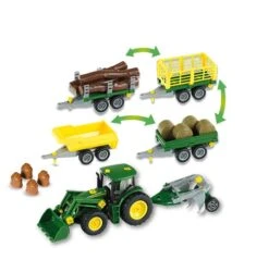 Theo Klein 3907 – John Deere Tractor Met Voorlader, Aanhanger (4 Modules) En Ploeg